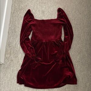 Cupshe Burgundy Velvet Long Sleeve Dress